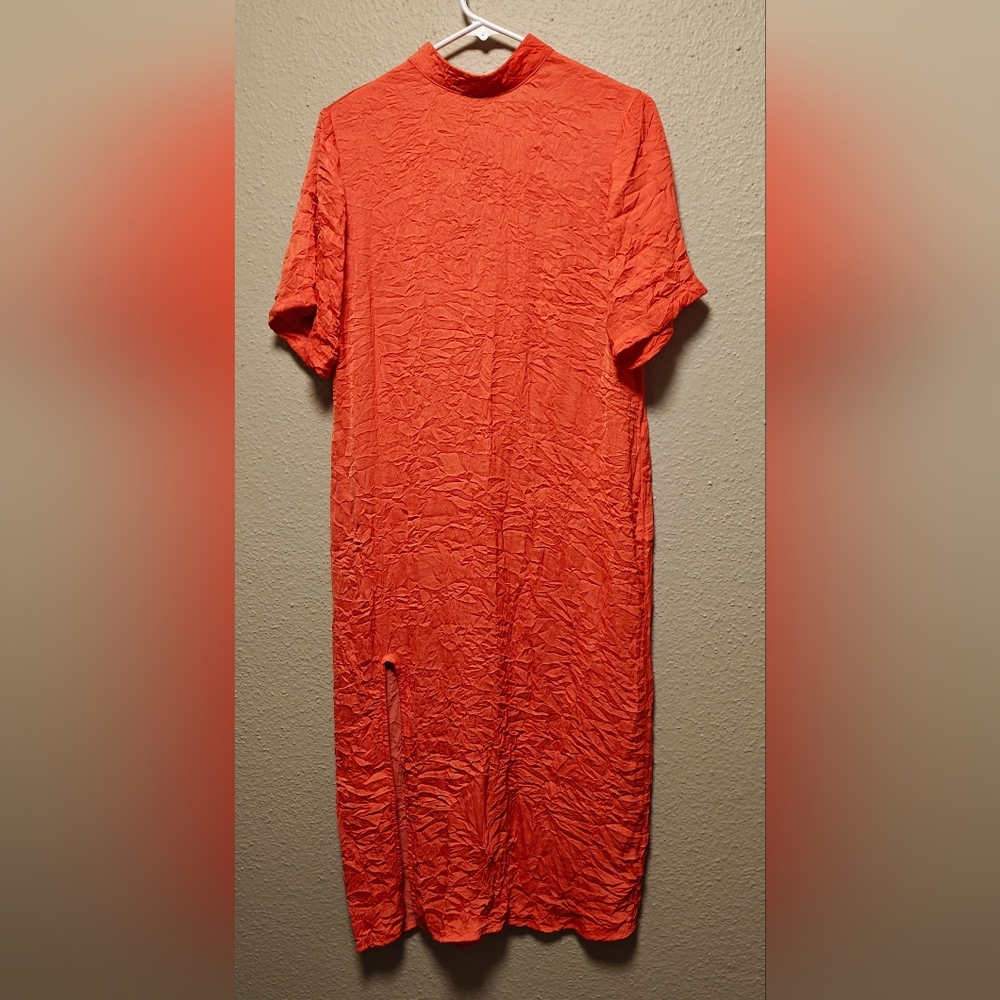 Women's Bold Orange Short Sleeve Dress